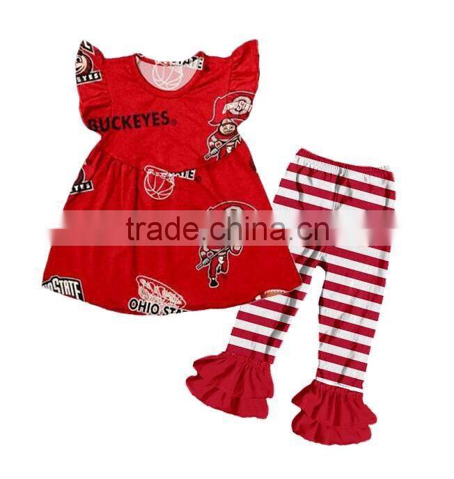 Halloween style boutique baby girl clothing dress no sleeves with ruffle pants designed for pretty girl kids clothing set