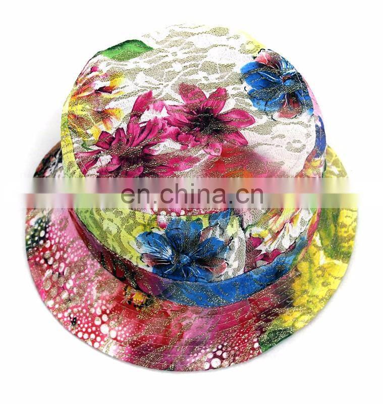 Factory New Fashion Women Girl Flower Floral Bucket hat Bling glitter Boonie cap Pastel drawing Soft material
