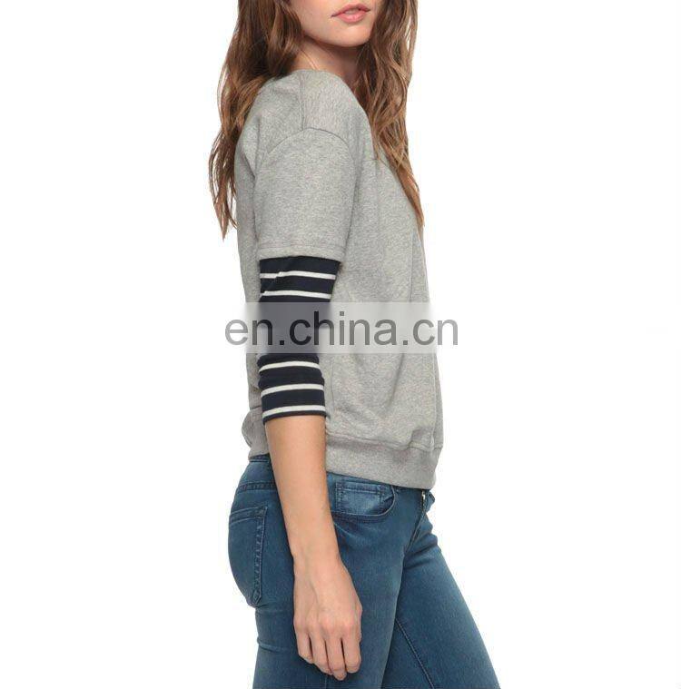 CHEFON Women Long Striped Sleeve Pullover Sweatshirt CFH034