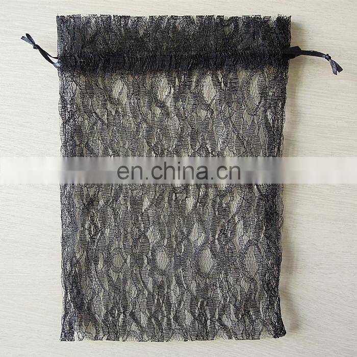 factory price black grace customized size gift lace drawstring bag