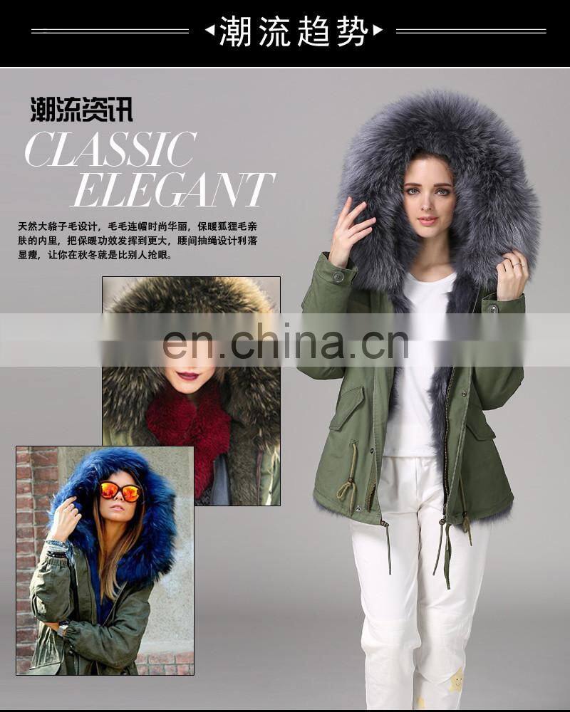 New Collections Winter Fur Coats Fox Army Jacket Women Outwear Parka