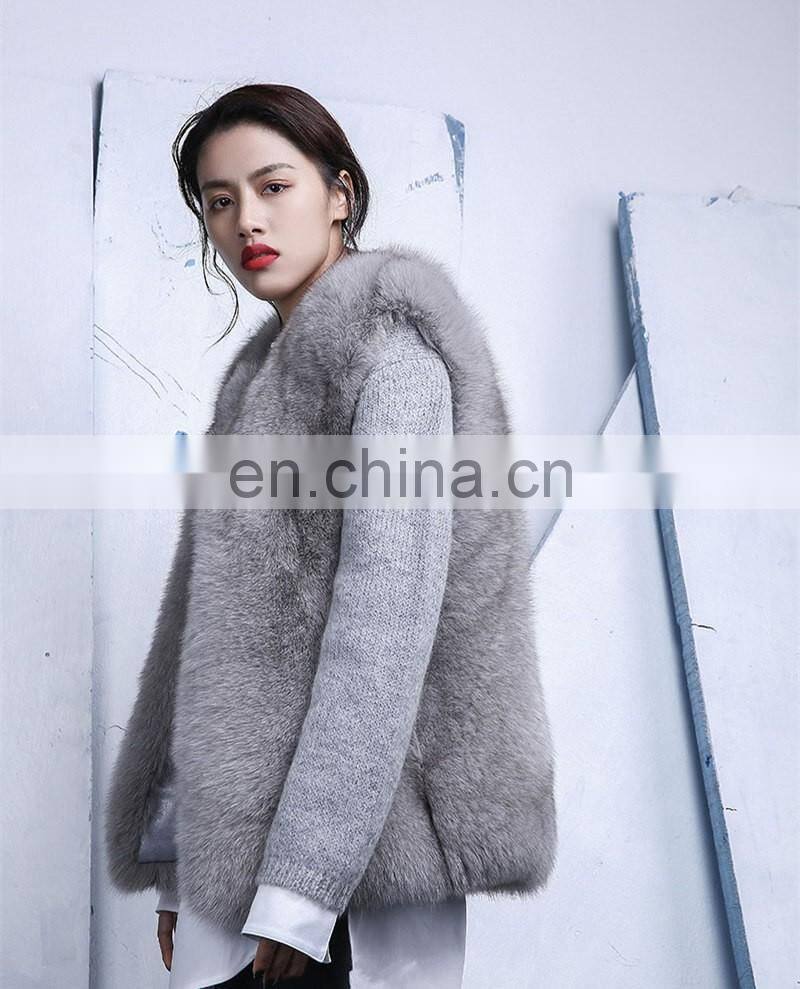 2016 New Korean Style Luxurious Fur Vests Winter Real Fox Fur Vest Women
