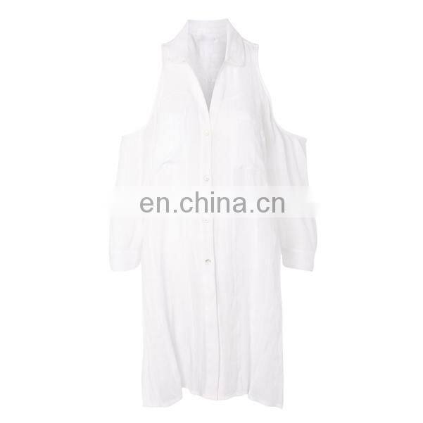 Chinese supplier cold shoulder white shirt swimwear woman