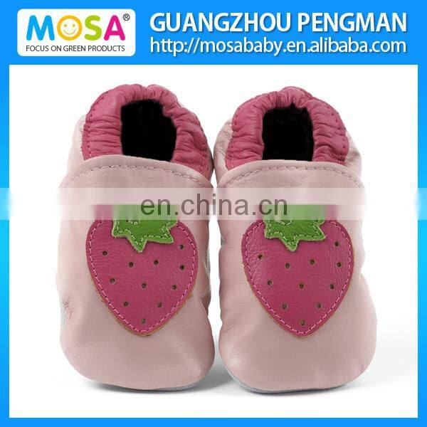 Toddler Girl Soft Sole Genuine Leather White Shoes Cherry Pattern Size 0-4 Years