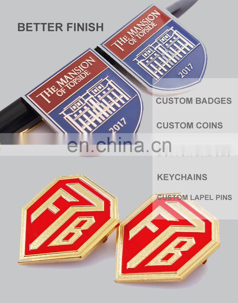 custom love metal rose flower enamel lapel pin