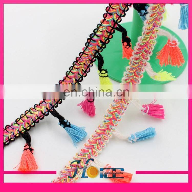 4.5cm width colorful tassel fringe tassel lace trim for garment