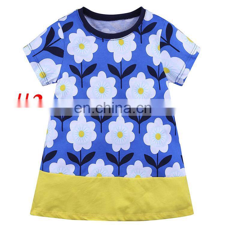 Wholesale Toddler Dresses Summer New Girls Rainbow Dress Striped Cotton Flower Baby Girls Dresses