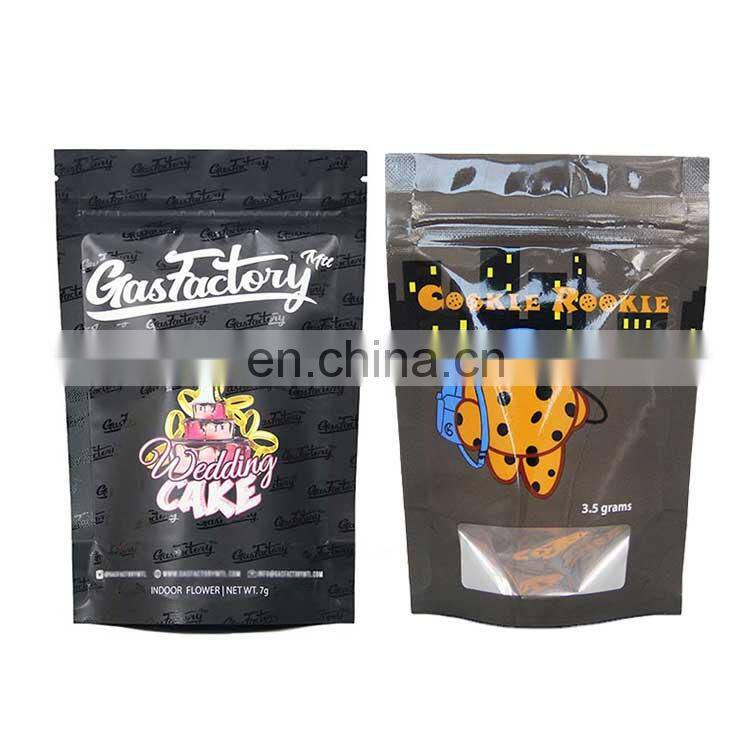 custom printed smell proof child resistant packaging pouch soft touch matt 1 pound lb 7g mylar gummies bag for cbd flower cookie