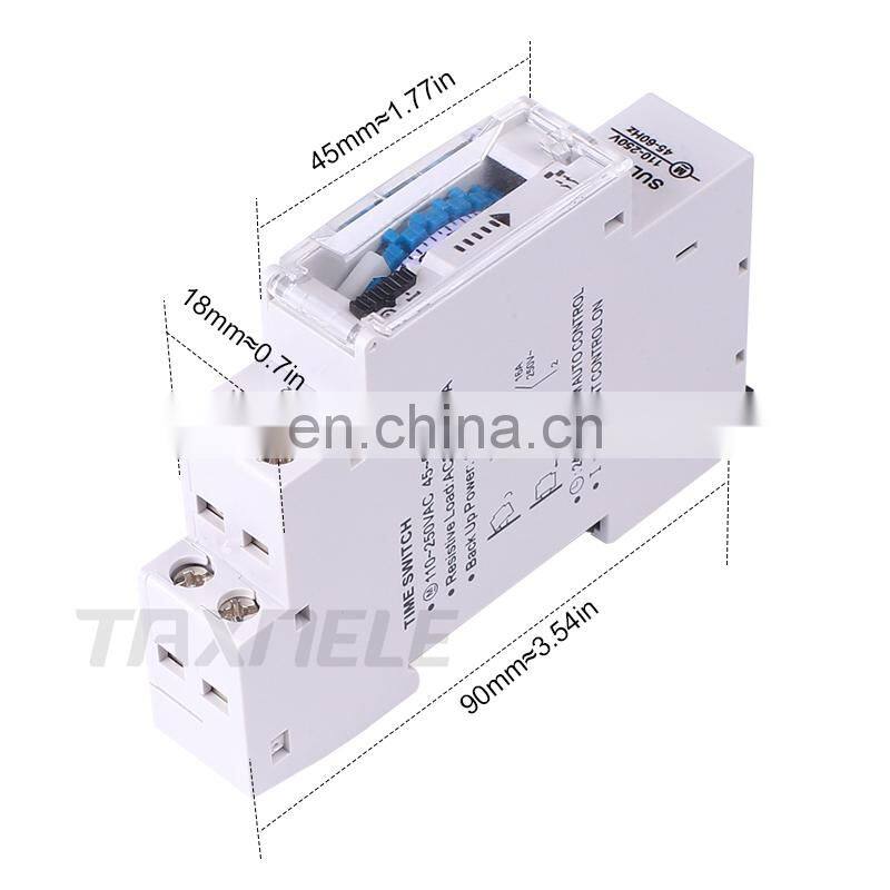DIN Rail SUL180 Time Switch Mechanical Timer Switch 24 Hours Programmable Timer 16A Time Switch