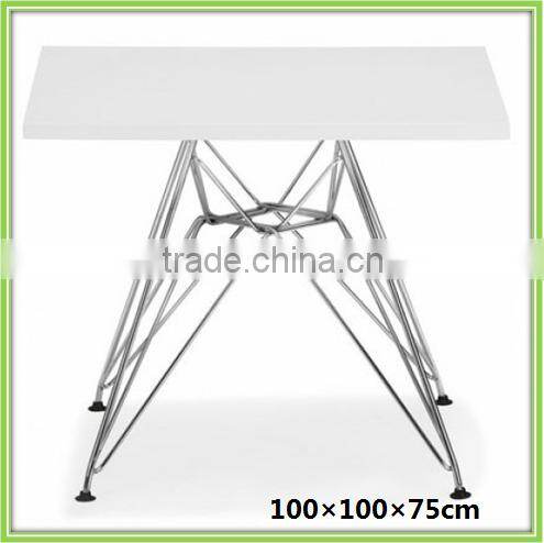 Modern New Square Wood Top Metal Frame French Dining Table