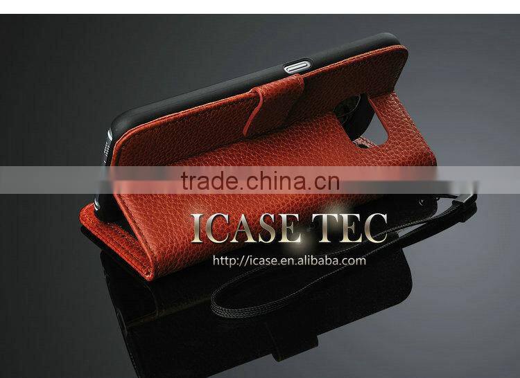 Cow Leather Slot Cover Case for Samsung S6 Wallet Flip Case
