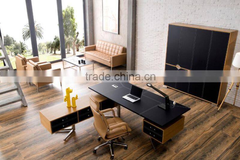 Modern design customized steel wood leather conference table