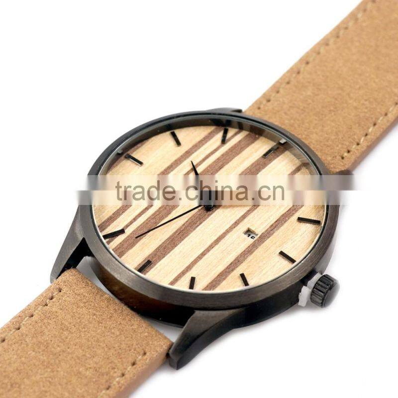 2016 New style leather band smart watch&wooden watch& watches men japanese quartz movement watches