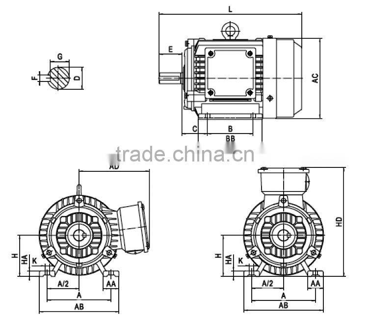 4kw 6 pole YE3/IE3 series three phase high efficiency motor