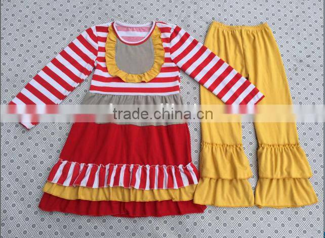 new style white dress clothes and blue bell-bottom girls baby and kids wholesale boutique outfits