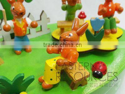 Oval Shape Music Box Easter Rabbit School