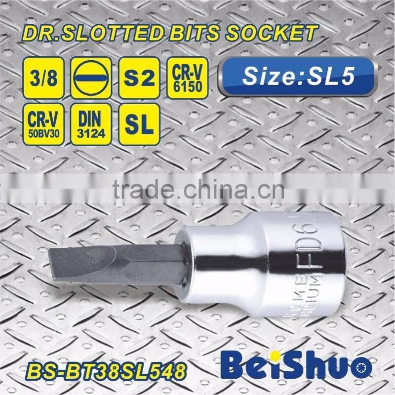 Hot sell 3/8"Dr. S2/6150 material SL5 Slotted Bit Socket Hand tool Screwdriver wrench bit