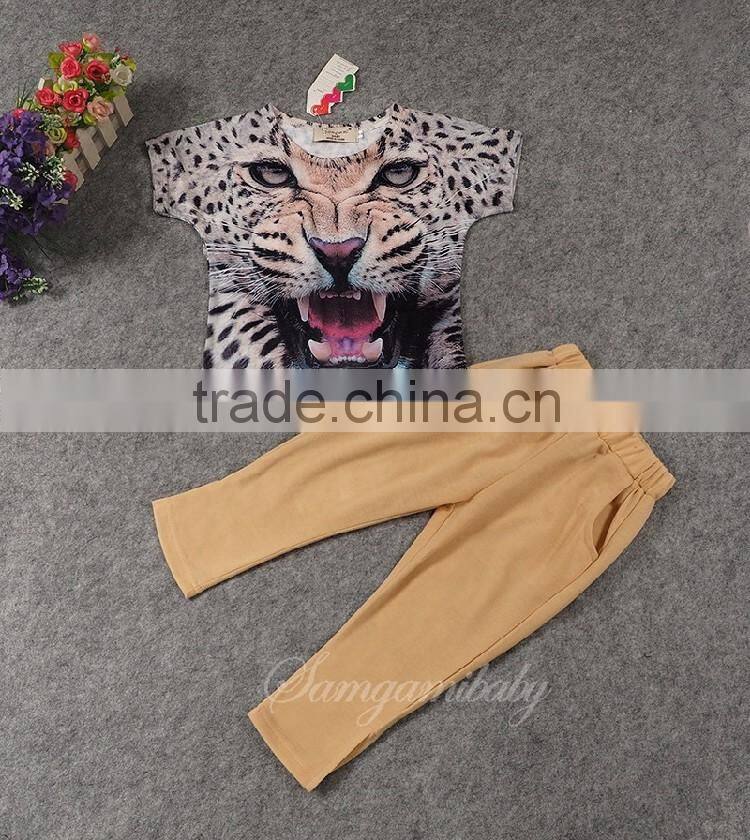 Foreign Trade Children's Clothes waholesale F1820 Summer Hot New Style Girl 3D Animal Printing Baby Suits