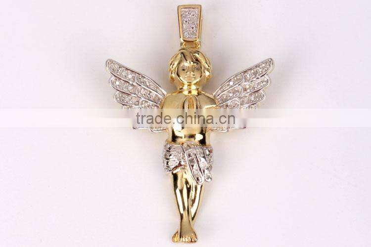 2015 hot sell gold diamond angel meaningful pendant necklace