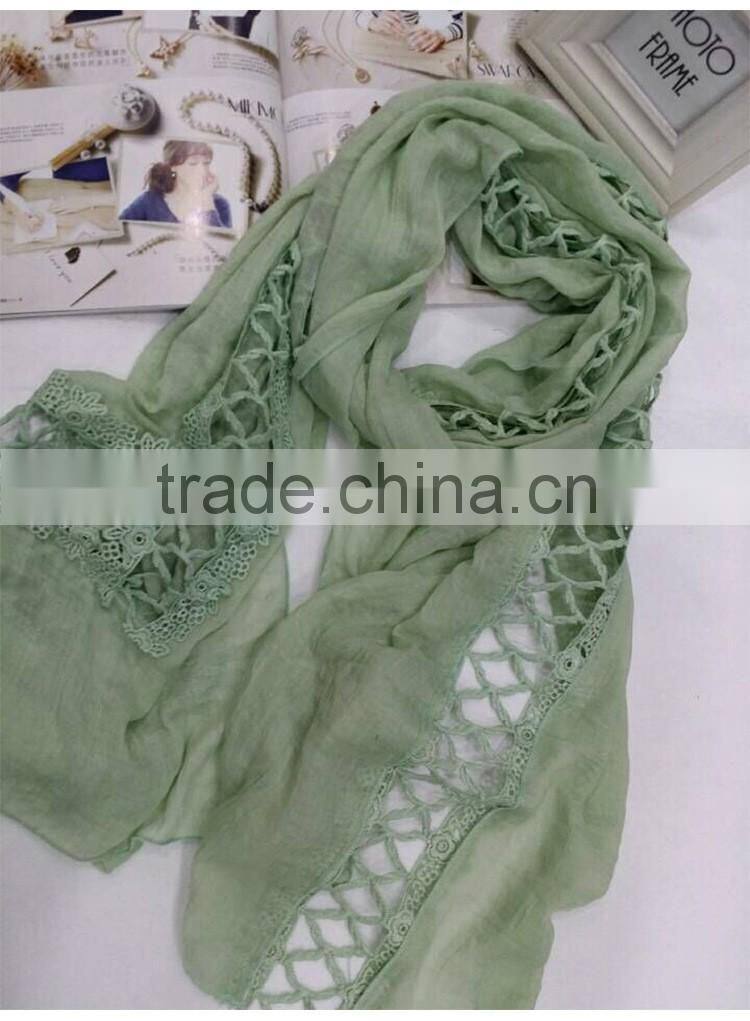 2016 Newest Fashion Casual Hollow Out Embroidery Lace Scarf Women Hijab