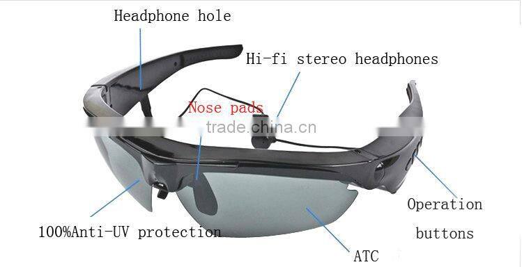 Hot and latest sunglasses mp3 players with stereo bluetooth