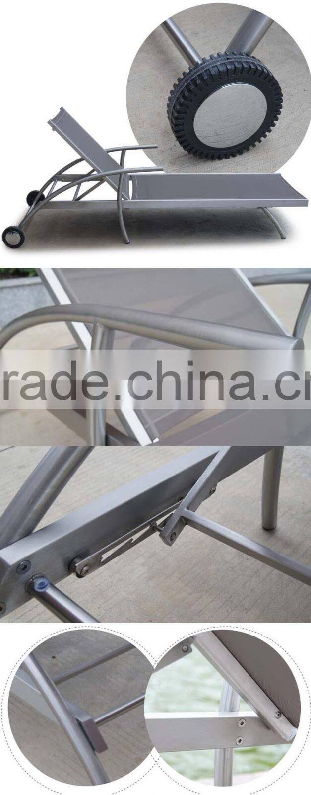 Outdoor Leisure Stainless Steel Mesh Lounge Chair Wheels Beach Hotel Pool Lounge Chair