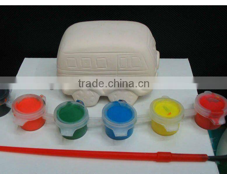 Kids diy ceramic dolomite car paint color with brush