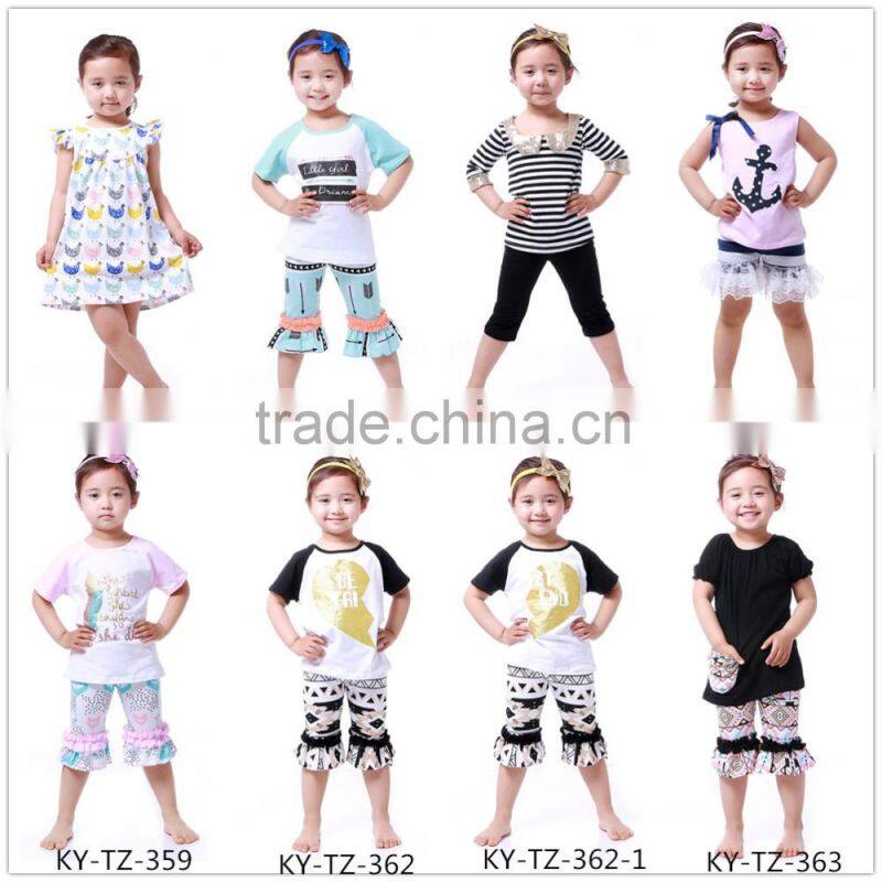 Long sleeve red and white stripe outfits wholesale baby clothes cotton fabric