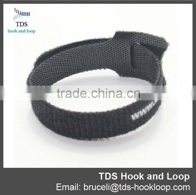 Hot sale Elegant black reusable custom logo hook and loop cable tie