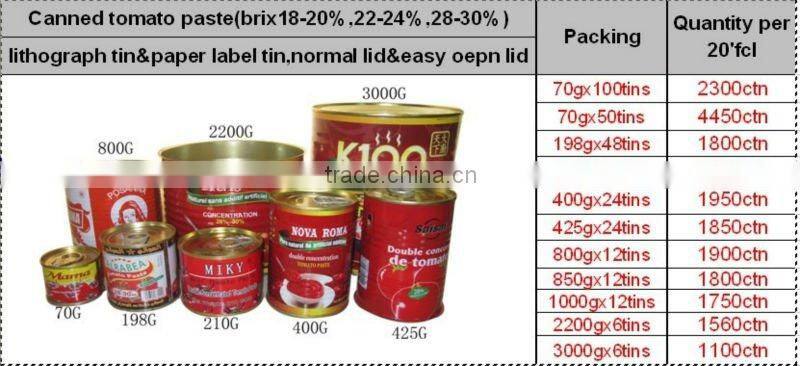 Tomato paste with paper label tin 3kg 28-30% brix,3000gx6tins