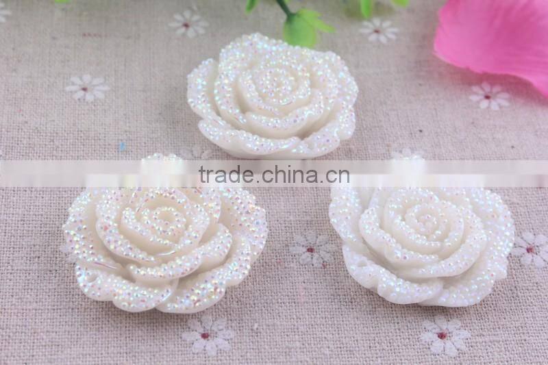 Mixed color Cheapest shiny popular rhinestone resin flower beads!resin large plastic flower beads with hole in bulk!
