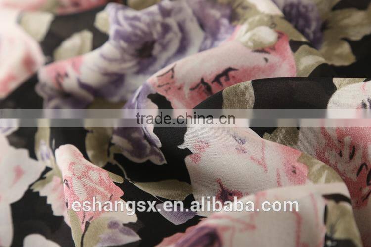 Ladies chiffon floral printed long flared skirts