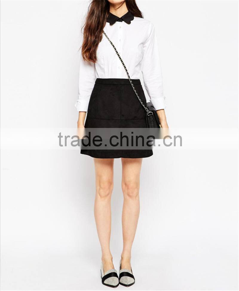 floral collar matching color women shirt long sleeves women blouse OEM service