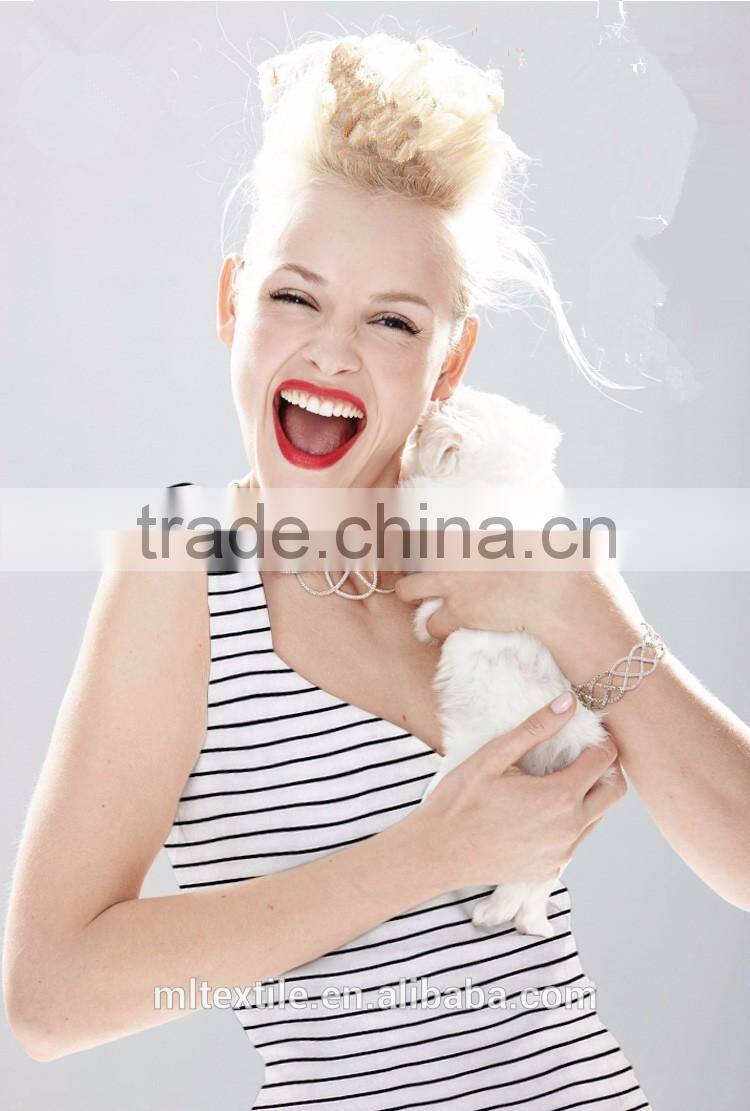 Stripes printed 16mm crepe de chine fabric in 100% silk