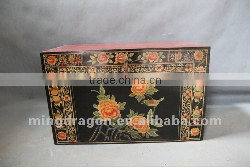 chinese antique floral wooden chest
