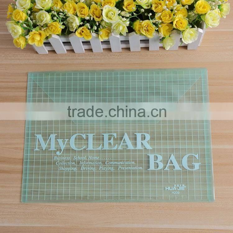 A4 FC size clear plastic PP Document Wallets Folders with Press Button