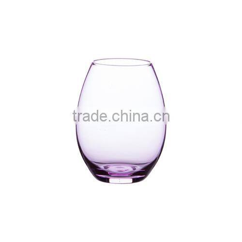 Stemless wine glass, high-ball glass in spray pink color