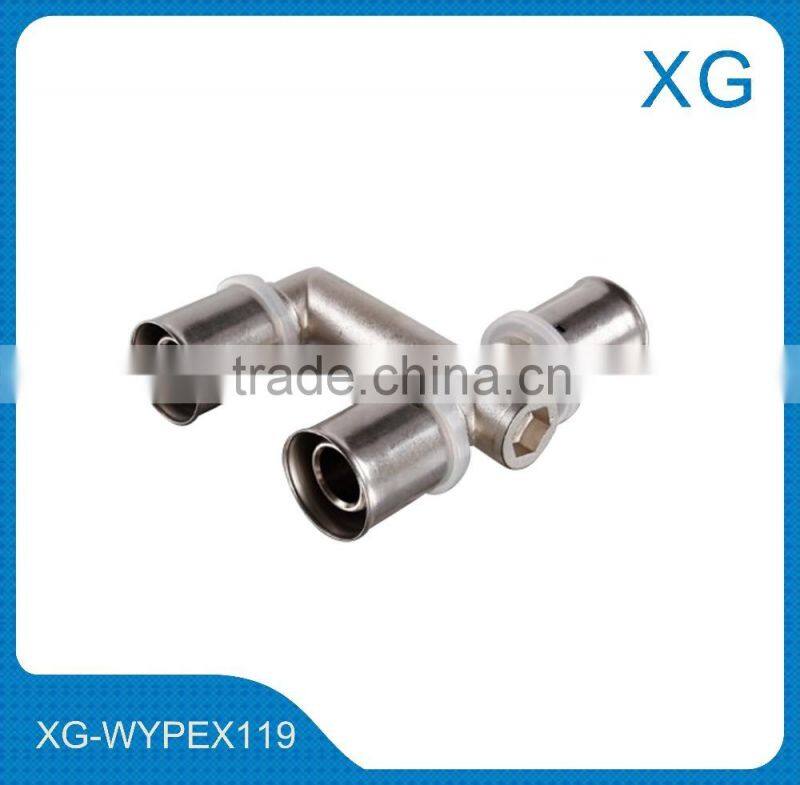 brass press fitting 3 way male female tee for manifold pe-al-pe/gas pipes