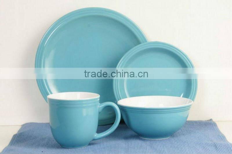 16pcs color glazed stoneware dinner set for square shape