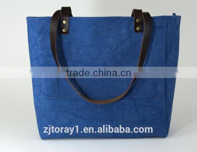 Leather Canvas Bag In Shopping Bag Beach Bag Handbag