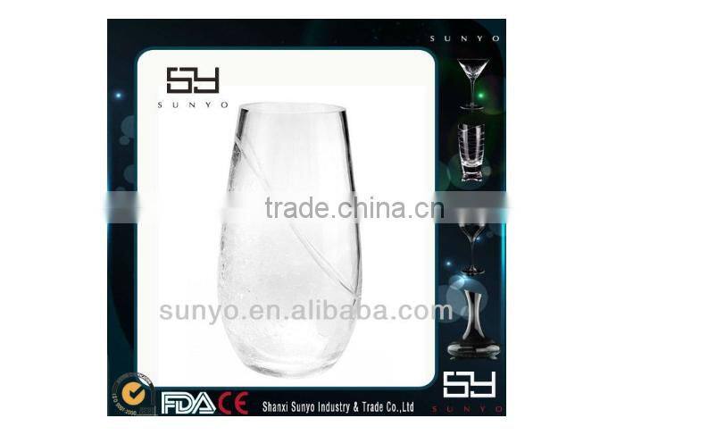 Elegance Popular Customized Embossed Transparent Glass Vase