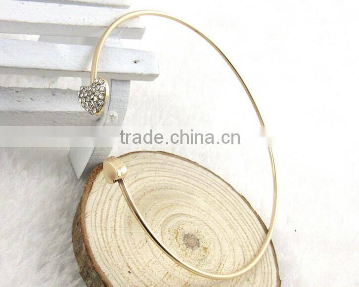 >>2016 New design elegant thin open rhinestone love heart cuff bracelet/