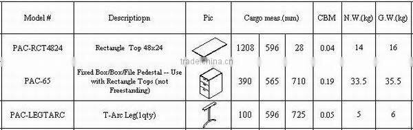 Mordern modular 4' work table with pedestal /Black leg PAC-TT48fA-MAH/BLK
