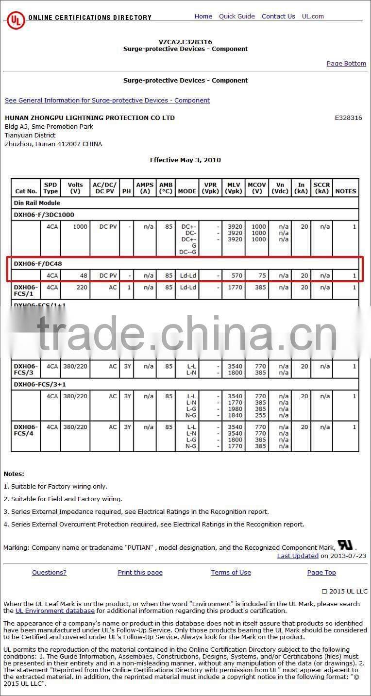 48V DC 40kA Over Voltage Protector