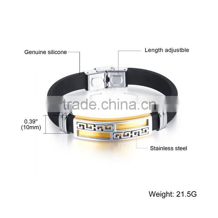custom silicone bracelet with stainless less clasp hot-sell