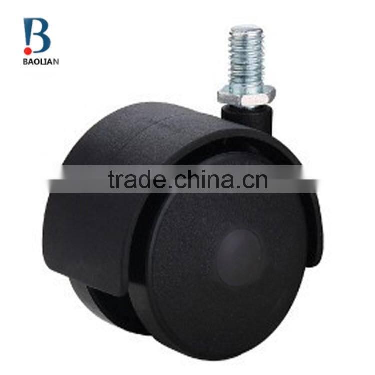 2016 newly-designed 2-inch black thread stem nylon swivel rivet caster wheels with brake