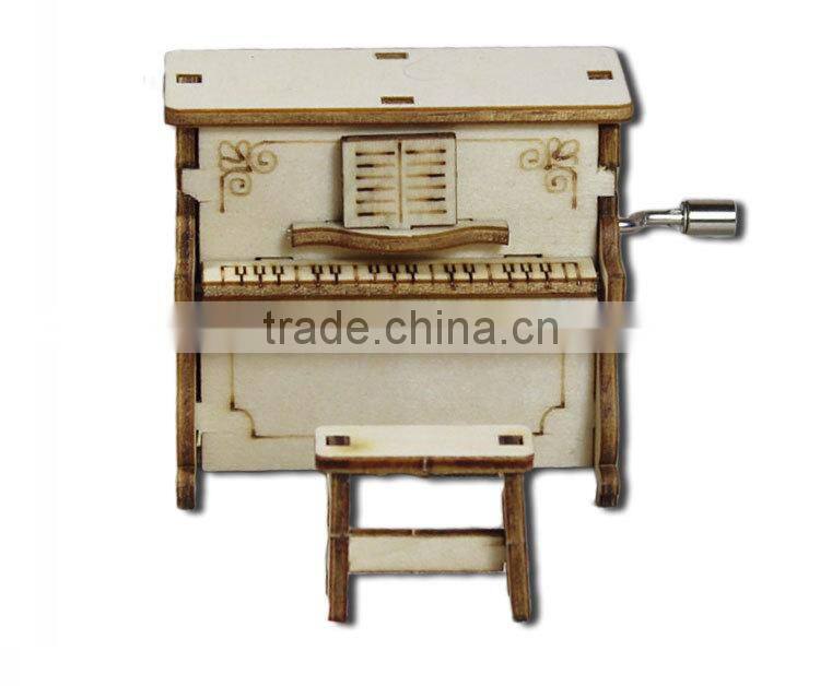 Piano and House Shape Wooden Puzzle Music Box