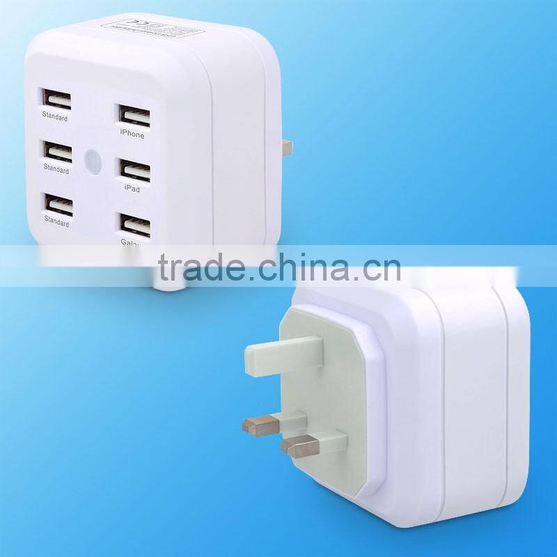 2016 New Style ! 7A 6 USB Travel Wall Charger, Home Charger For Digital Products