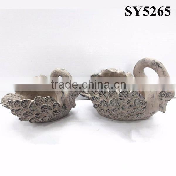 Cement pots for indoor swan shape animal flower pots
