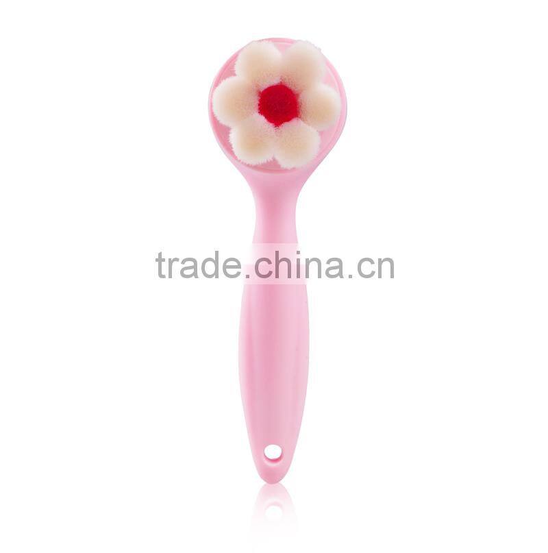 New pink Portable synthetic hair pulm blossom facial cleaning brush